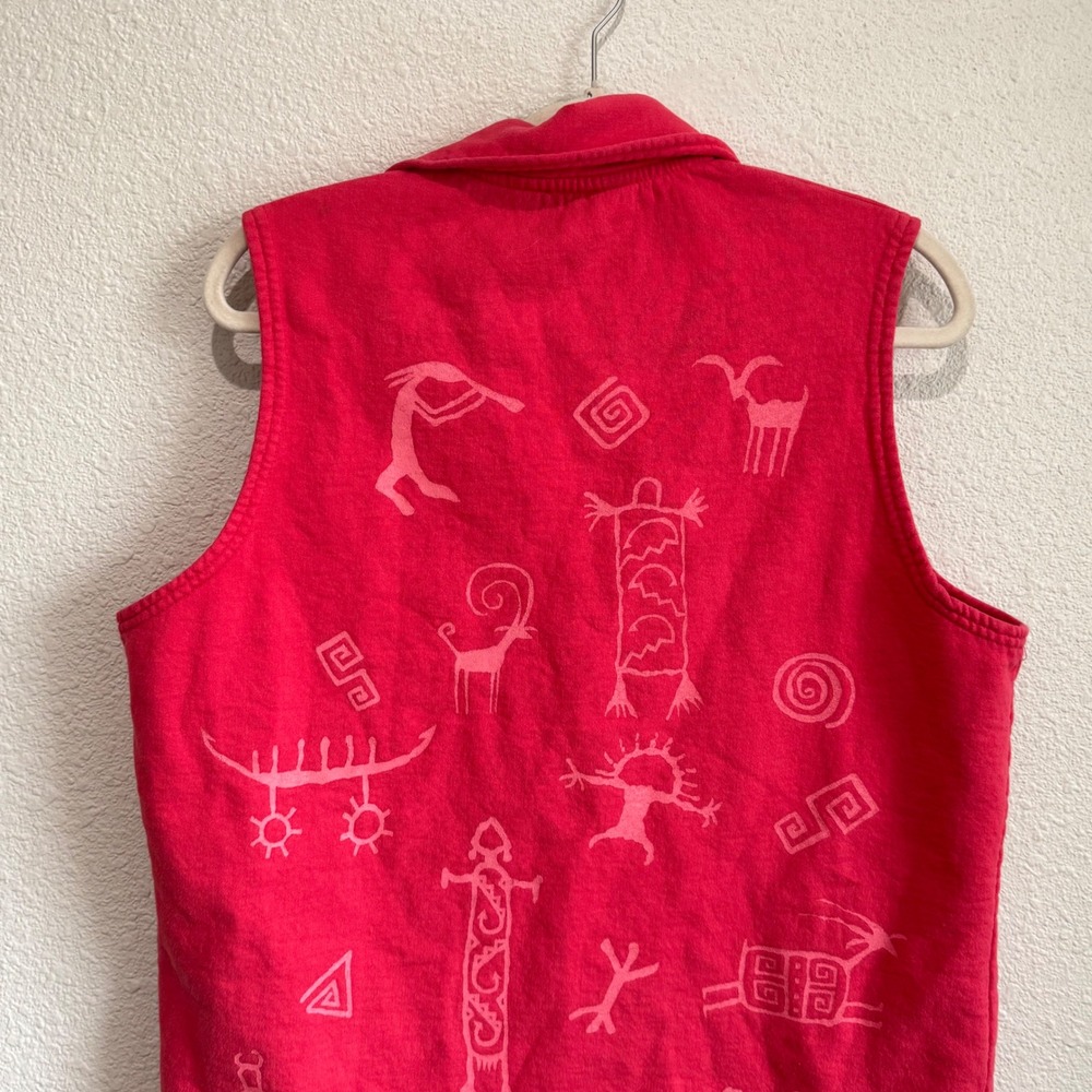 VTG Bfofo Designs Canada Vest Size M Red Cotton Button-Up Aztec Southwest‎ Print - Picture 6 of 12
